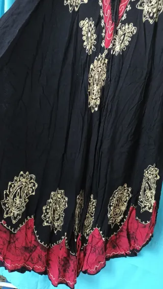 Vestido hindú negro y rojo talla única