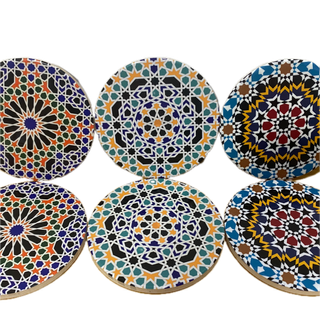 6 Posavasos Cerámica y Corcho de Estilo Marroquí