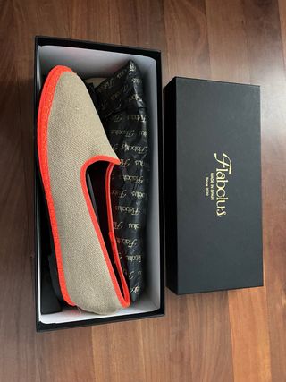 Flabelus Beige Lino Talla 39 Ribete Flúor