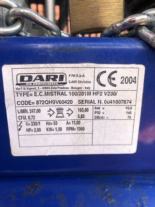 Compresor Josval 2 CV 10 bares poco uso