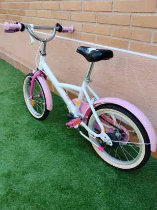 Bicicleta niña 16 rosa y blanca