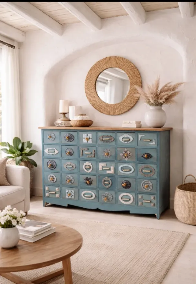 Aparador Cajonera Madera Azul