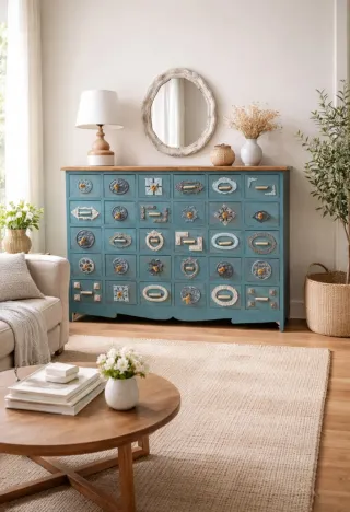 Aparador Cajonera Madera Azul