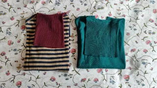 Lote 2 jerseys Hoss cuello vuelto beige/azul