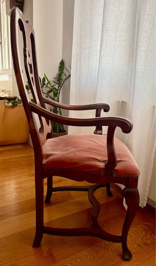 Juego 2 Sillas Clásicas Madera Tapizado Rosa