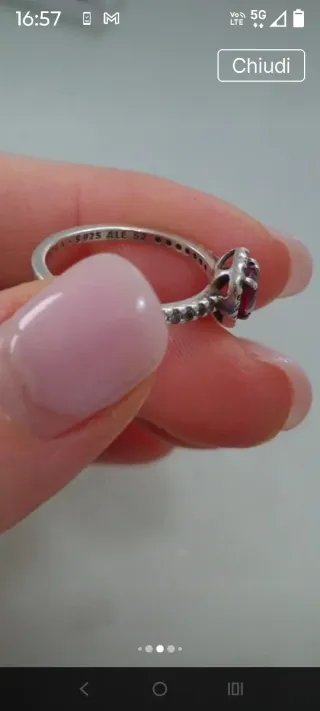 Anello Pandora Cuore Rosso Argento