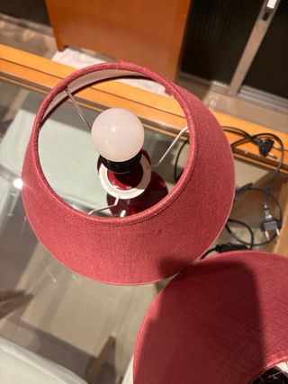 Lámparas noche burdeos con bombillas (2 unidades)