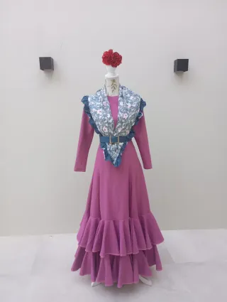 Traje Flamenco Gitana Rosa Talla XS/S