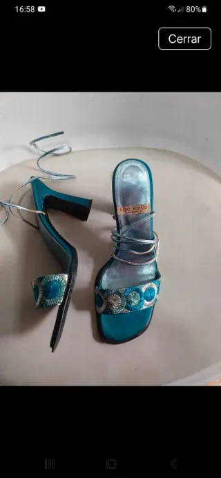 Sandalias Gina Vaello Turquesa Talla 39 Tacón 9cm