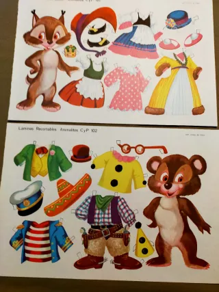 10 Láminas Recortables Animalitos 1971 Nuevas