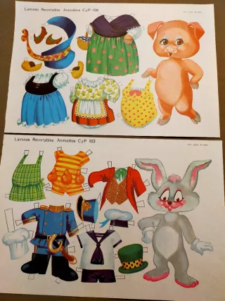 10 Láminas Recortables Animalitos 1971 Nuevas