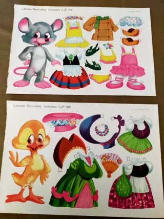 10 Láminas Recortables Animalitos 1971 Nuevas