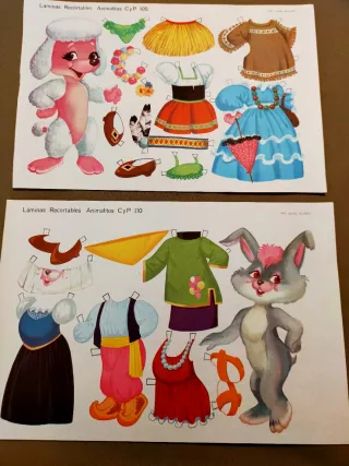 10 Láminas Recortables Animalitos 1971 Nuevas