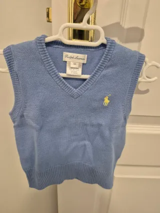 Conjunto bebé camisa y chaleco azul