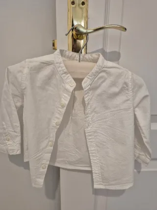 Conjunto bebé camisa y chaleco azul