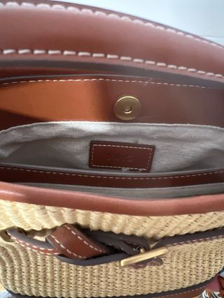 Bolso de rafia y piel Mango