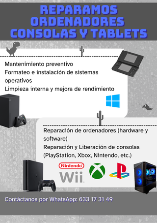 Reparamos ordenadores, consolas y tablets