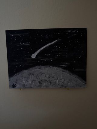 Cuadro Pequeño Espacio Cometa Pintado Cuadro único