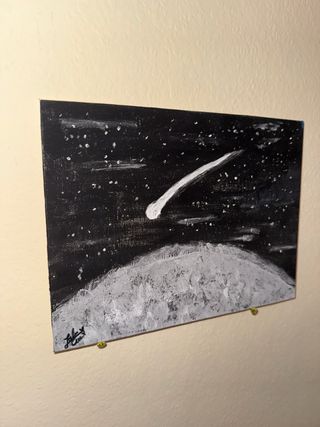 Cuadro Pequeño Espacio Cometa Pintado Cuadro único