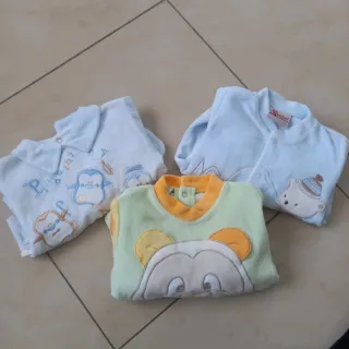 Set 3 pigiamini nascita ciniglia 1 mese