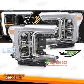 FAROS DELANTEROS LED COMPLETOS CROMADOS PARA FORD