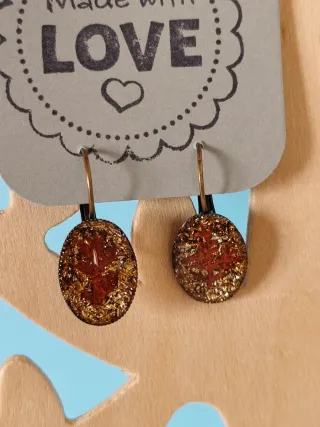 Lote 6 pares  pendientes resina UV flores secas