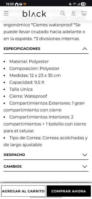 Mochila impermeable Black bubba beige.