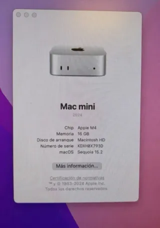 Mac mini M4 16GB 512GB Plata