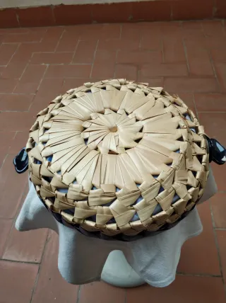 Cesta Mimbre Forrada Tela Lunares