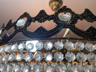 LÁMPARA ARAÑA CLÁSICA  BRONCE Y CRISTAL FACETADO