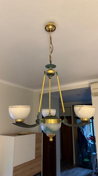 Lámpara vintage alabastro y metal dorado