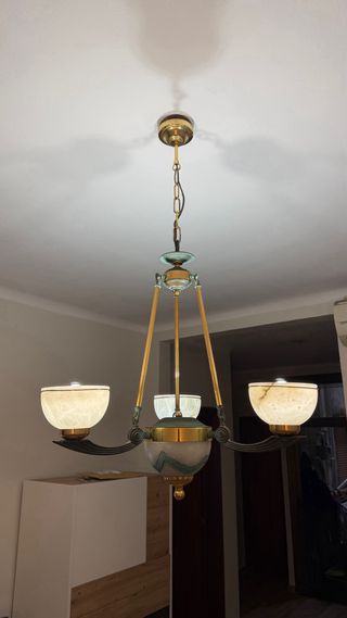 Lámpara vintage alabastro y metal dorado