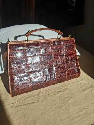 Bolso Piel Cocodrilo Bol-Perdix Marrón