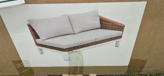 Sofá de jardín ratán y madera