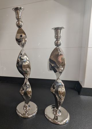 Set 2 Candelabros Espiral Aluminio