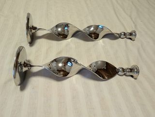 Set 2 Candelabros Espiral Aluminio
