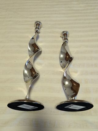 Set 2 Candelabros Espiral Aluminio