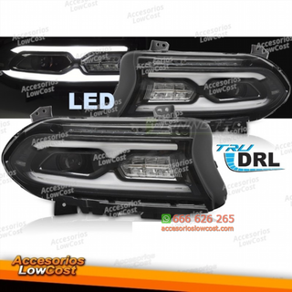 FAROS DELANTEROS LED COMPLETOS NEGROS PARA DODGE