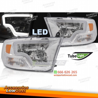 FAROS DELANTEROS PARA DODGE RAM 09-18 CROMADA LED