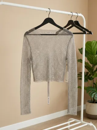 Top Stradivarius efecto red plateado Talla S