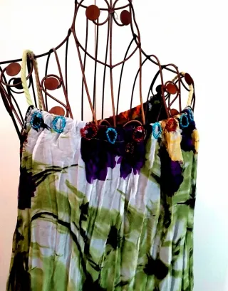 Abito verde e multicolor