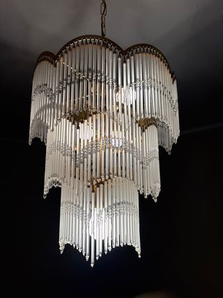 Lámpara de araña dorada vintage de cristal