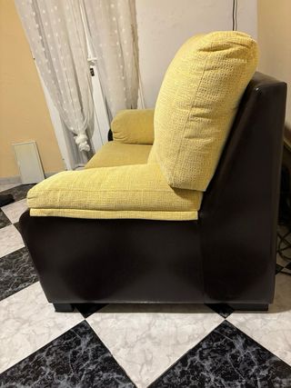 Sofá 2 plazas tela y piel