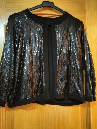 Chaqueta fiesta lentejuelas negra T.38