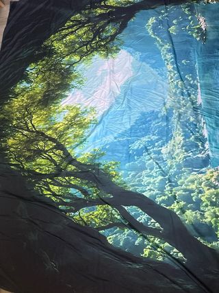 Tapiz de pared bosque azul y verde