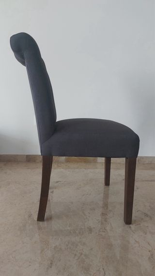 Sillas tapizadas lino gris y patas madera