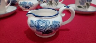 Juego de té de porcelana con flores azules
