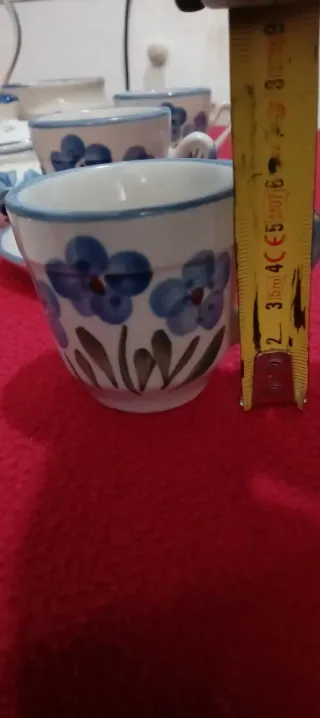 Juego de té de porcelana con flores azules