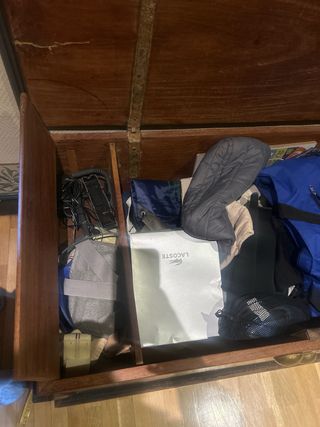 Arcón de madera con detalles dorados