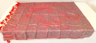 Scialle Pashmina fantasia Cachemire blu e rosso